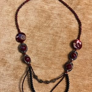 Hand strung beaded necklace.